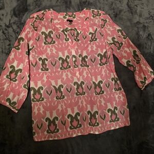 Talbots Kids Blouse in Pink and Olive Pattern